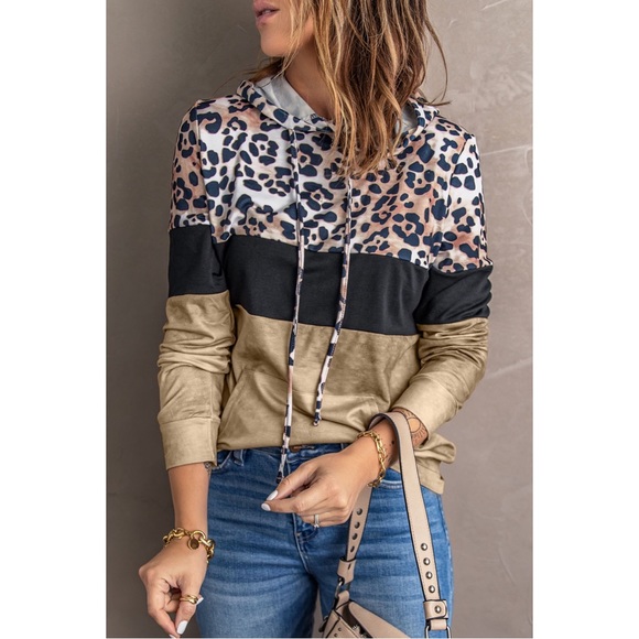 NWT Leopard Color Block Hoodie - Picture 5 of 8